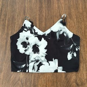 Miss Behave black and white floral top size 14.